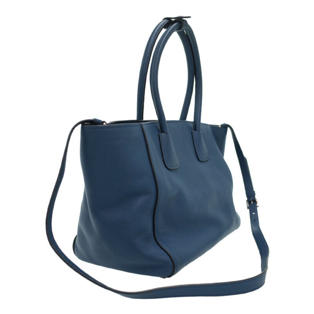 Prada Logo blue Bag Plaque Shoulder Tote Daino